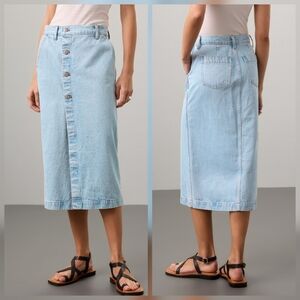 Madewell Wrap Midi Skirt In Blue Cotton Size 24